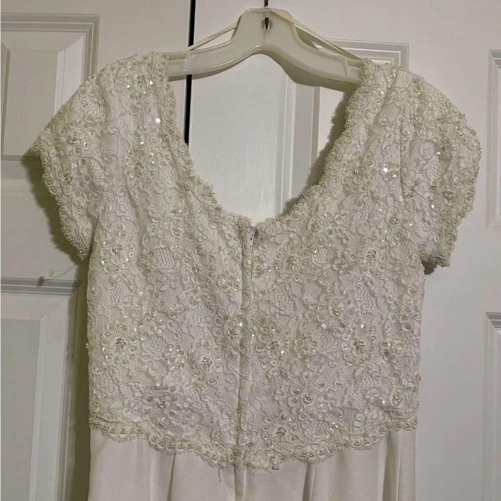 Vintage Wedding Empire Waist 9/10 Beaded BodiceRoundedCollar - Picture 12 of 15